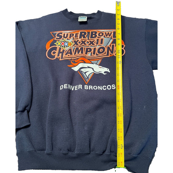 Vintage Denver Broncos Superbowl Champions XXXII Sweatshirt Blue Mens Size L - Picture 4 of 6